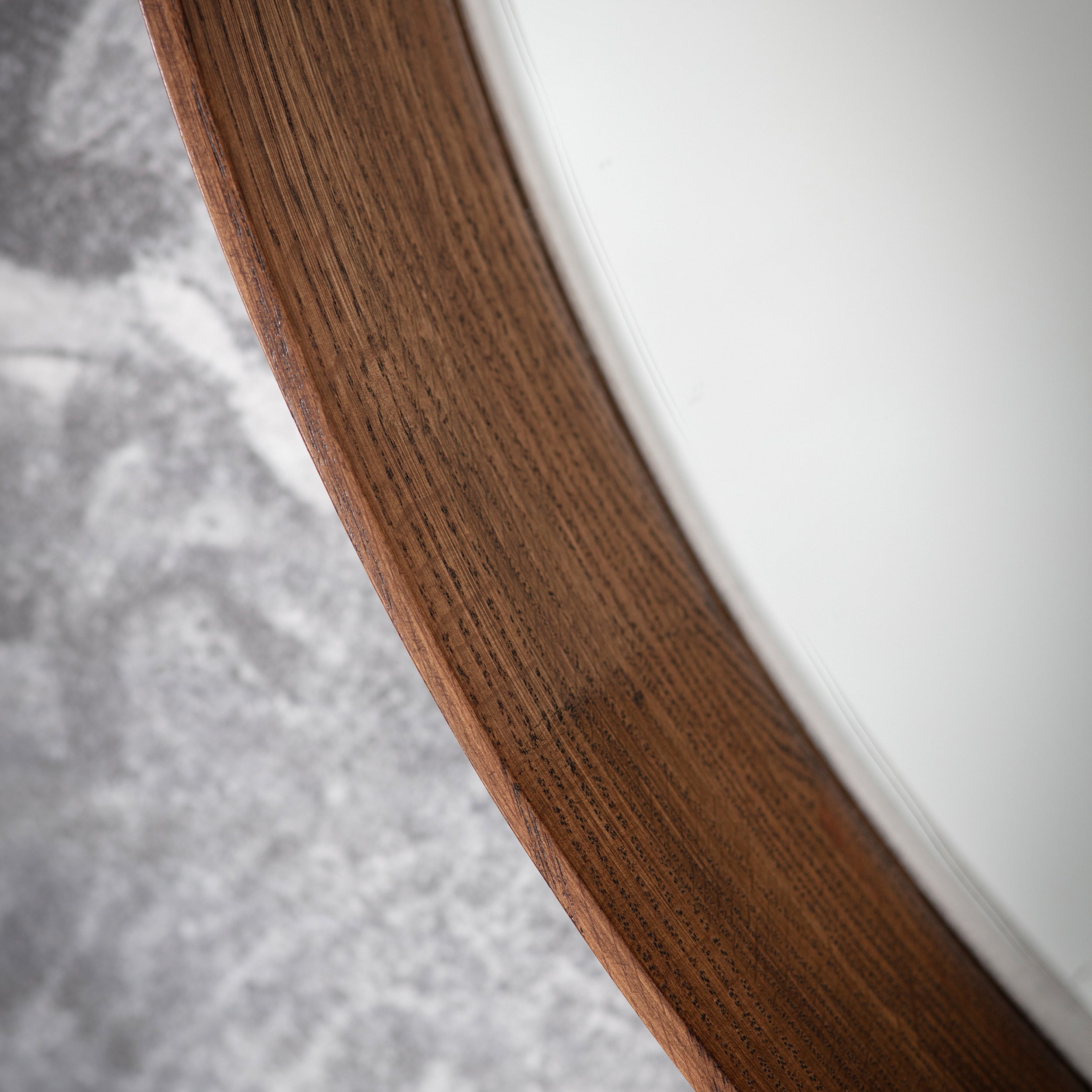 Amos Walnut stained wood large round mirror