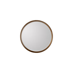 Amos Walnut stained wood medium round mirror