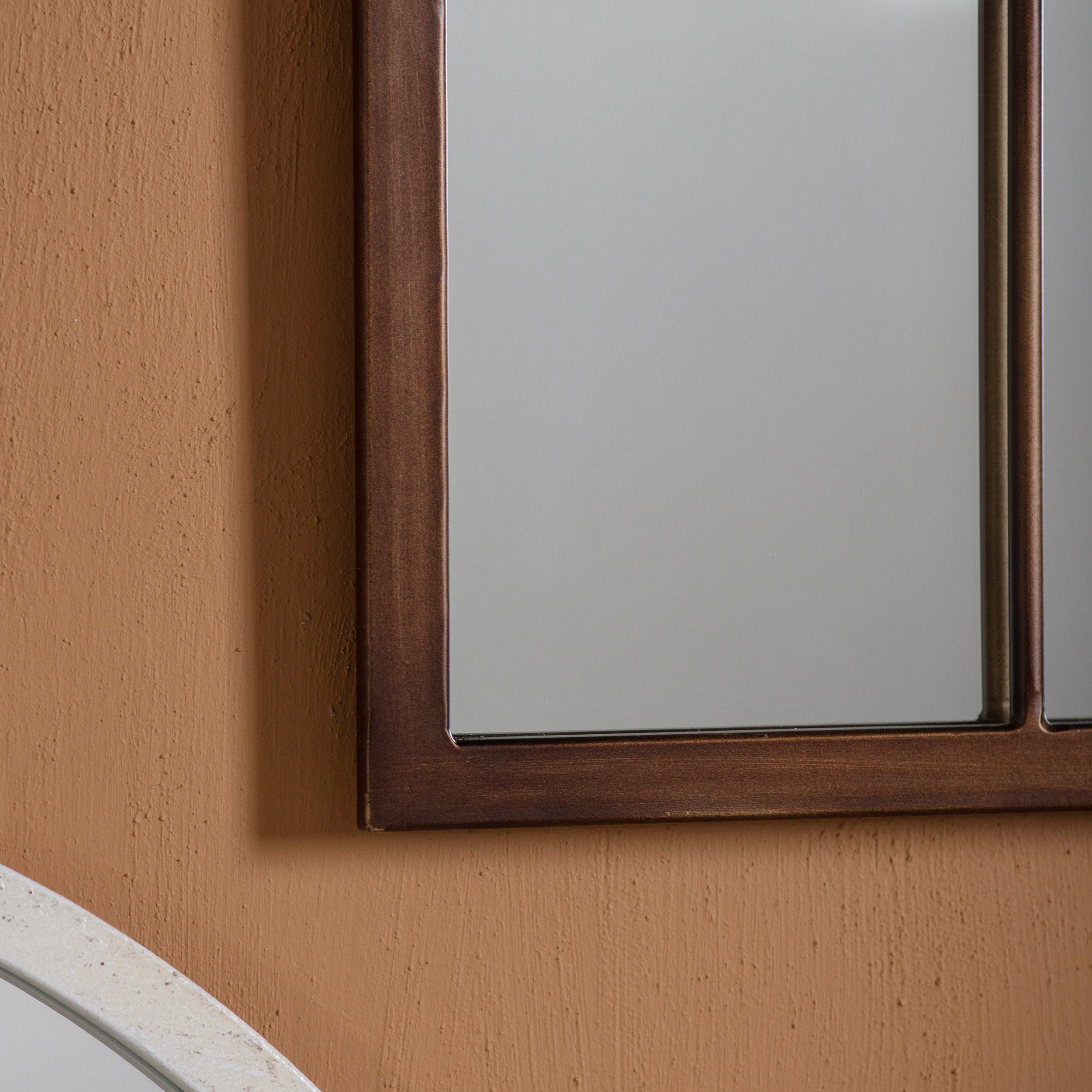 Amos Aged bronze paint arch window mirror