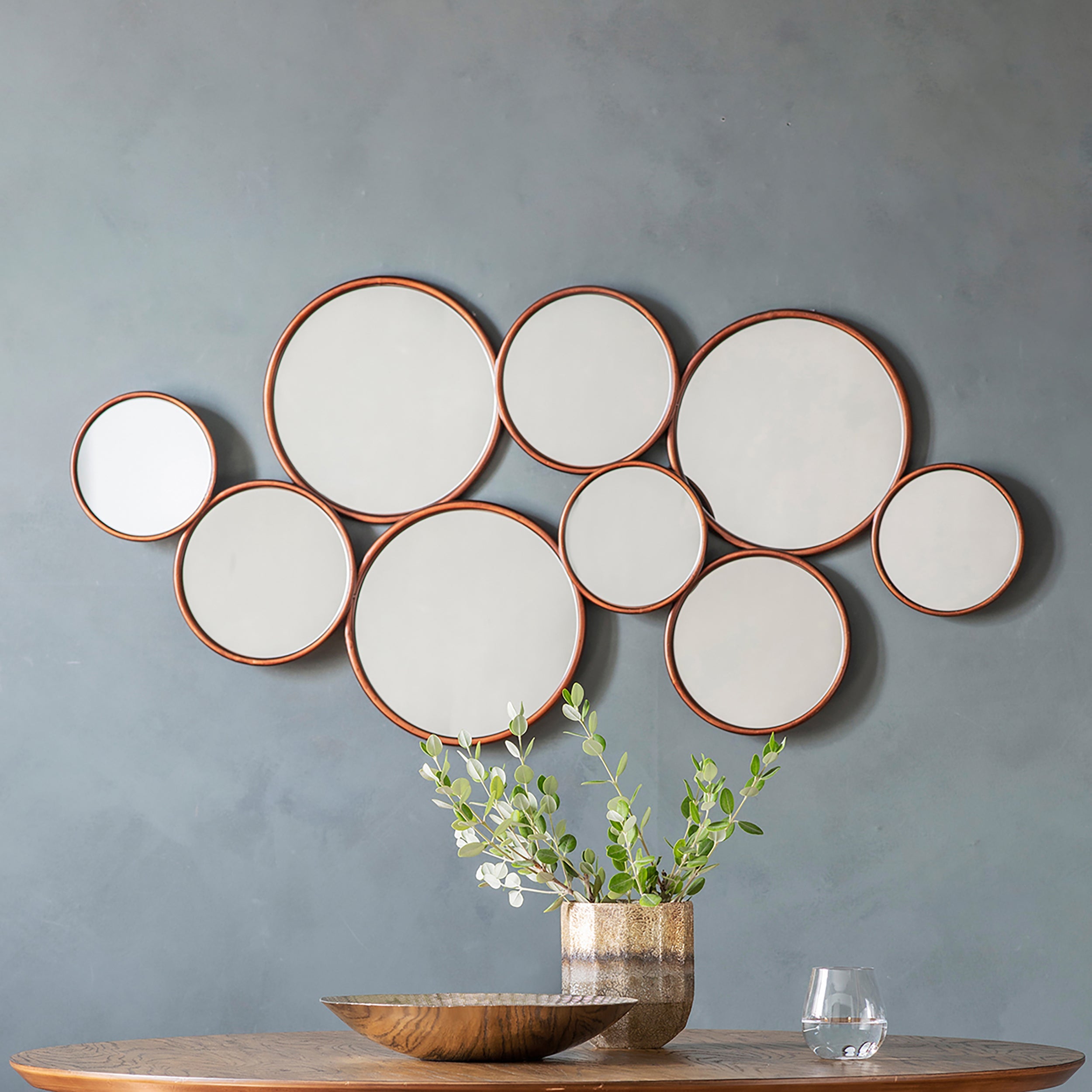 Amos Antique copper round cluster mirror