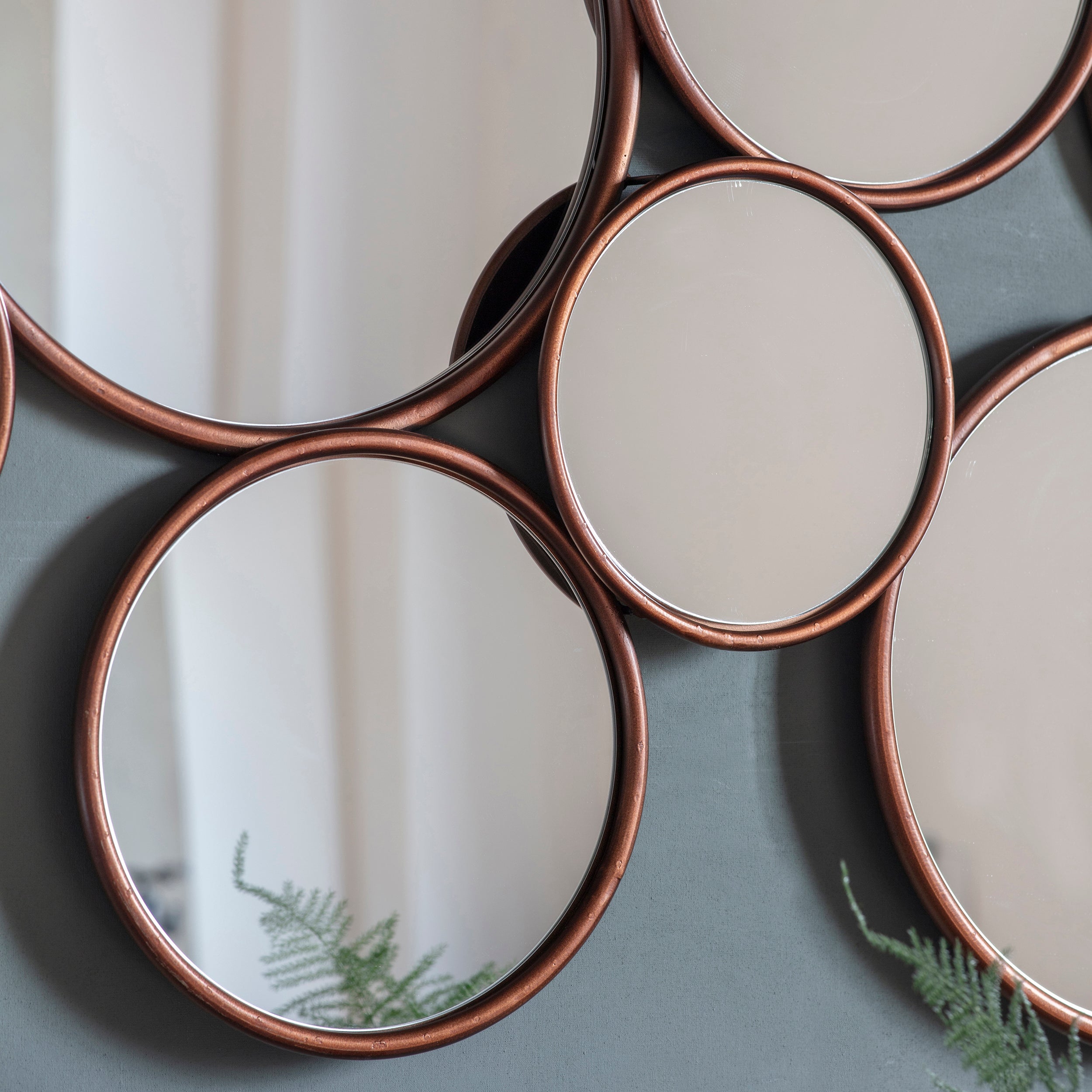Amos Antique copper round cluster mirror