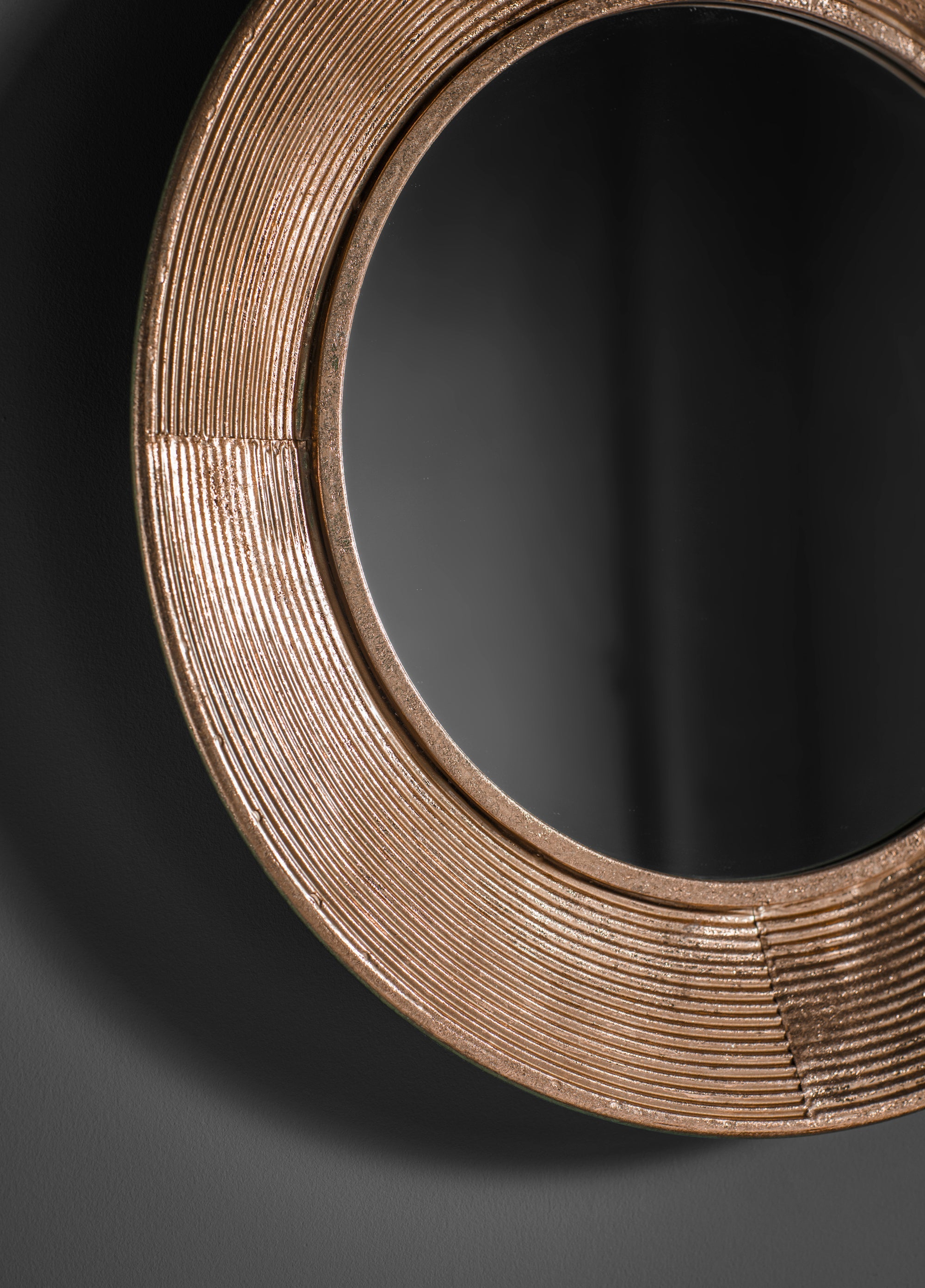 Amos Aged gold concaved frame round mirror