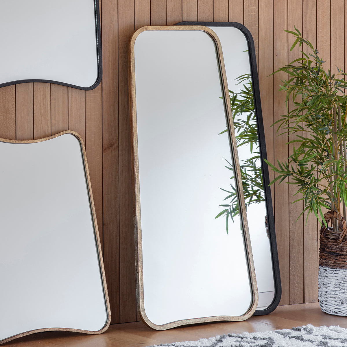 Amos Distressed gold tapered leaner mirror