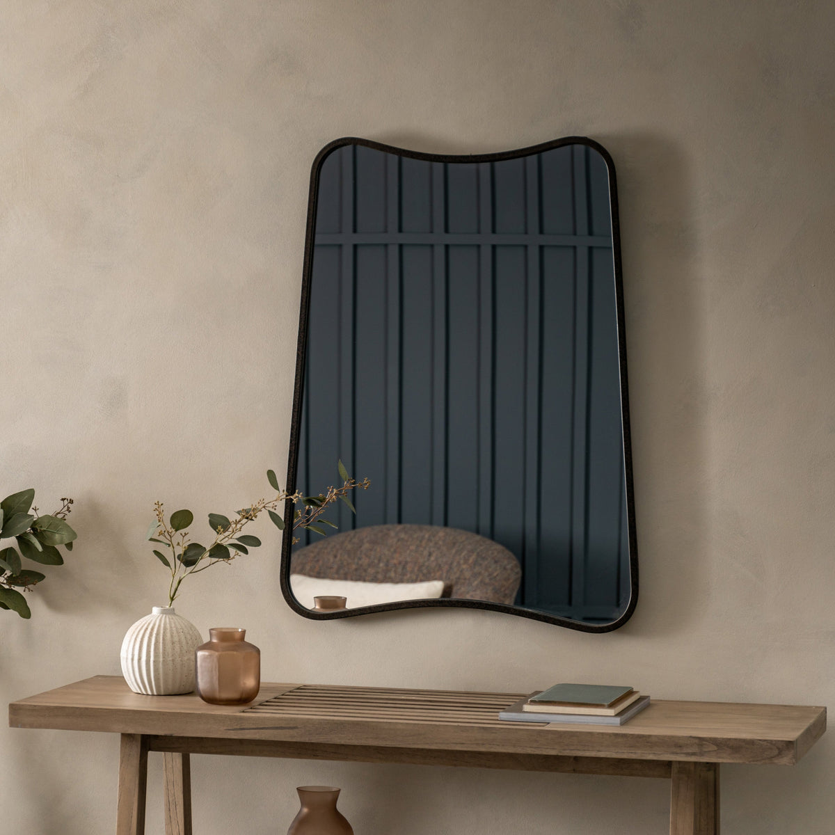 Amos Black glass tapered rectangle mirror