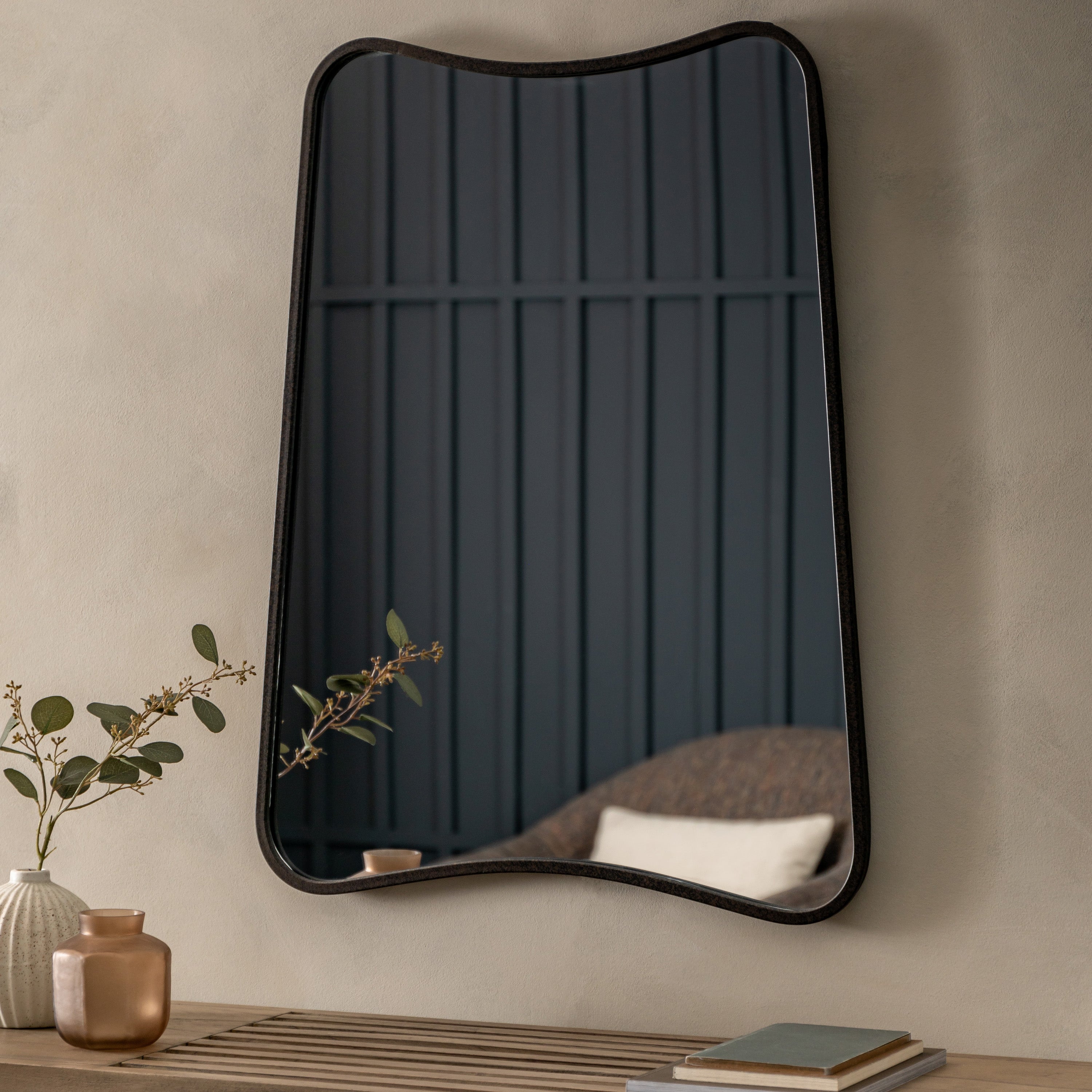 Amos Black glass tapered rectangle mirror