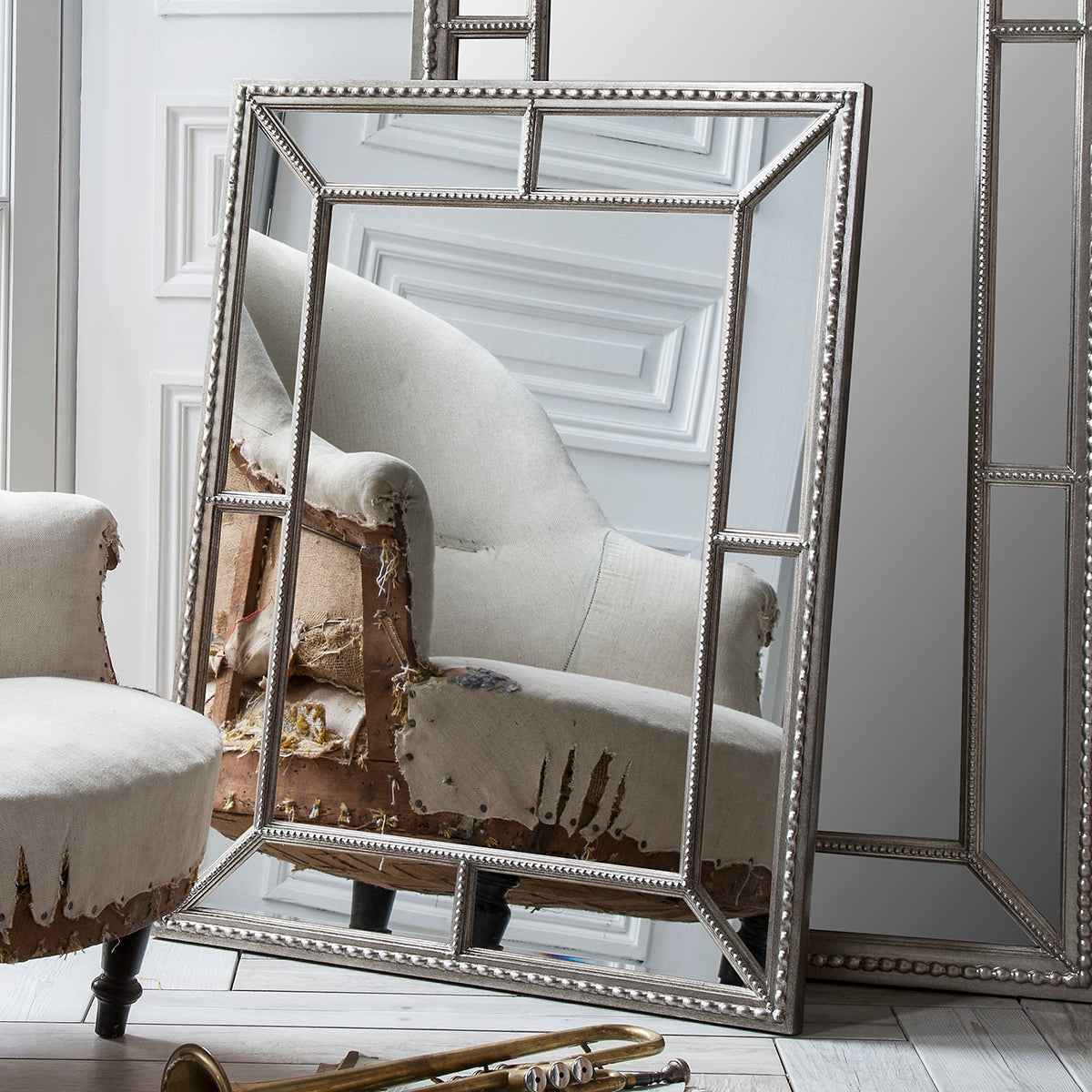 Amos Aged pewter rectangle mirror