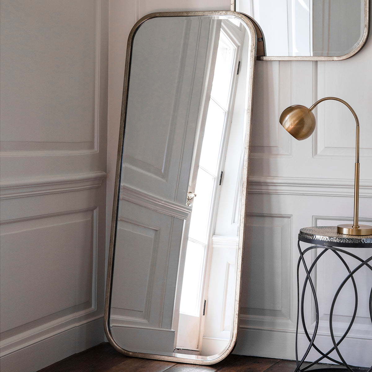 Amos Distressed champagne gold leaner mirror