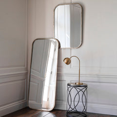 Amos Distressed champagne gold leaner mirror