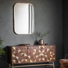 Amos Distressed champagne gold medium mirror
