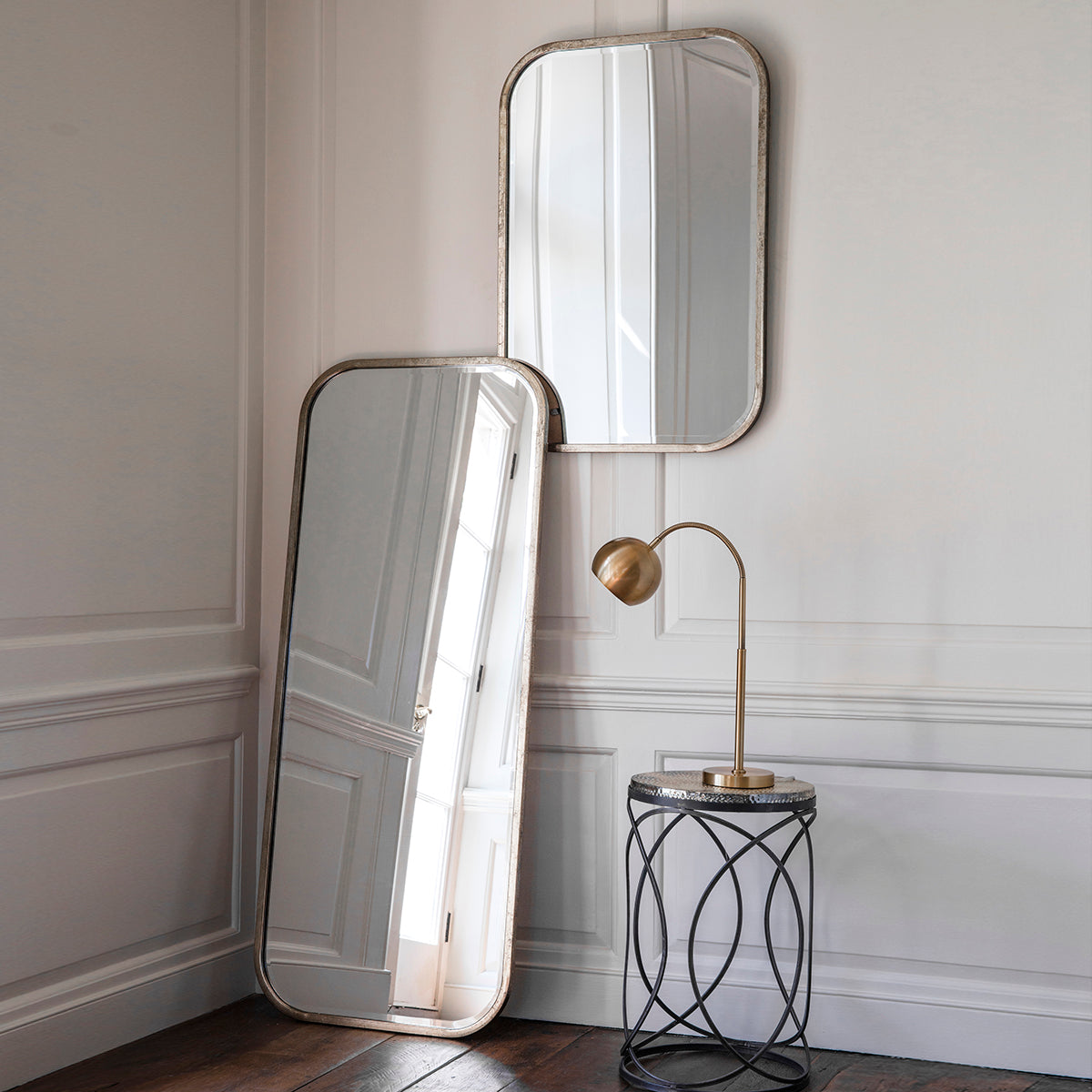 Amos Distressed champagne gold medium mirror
