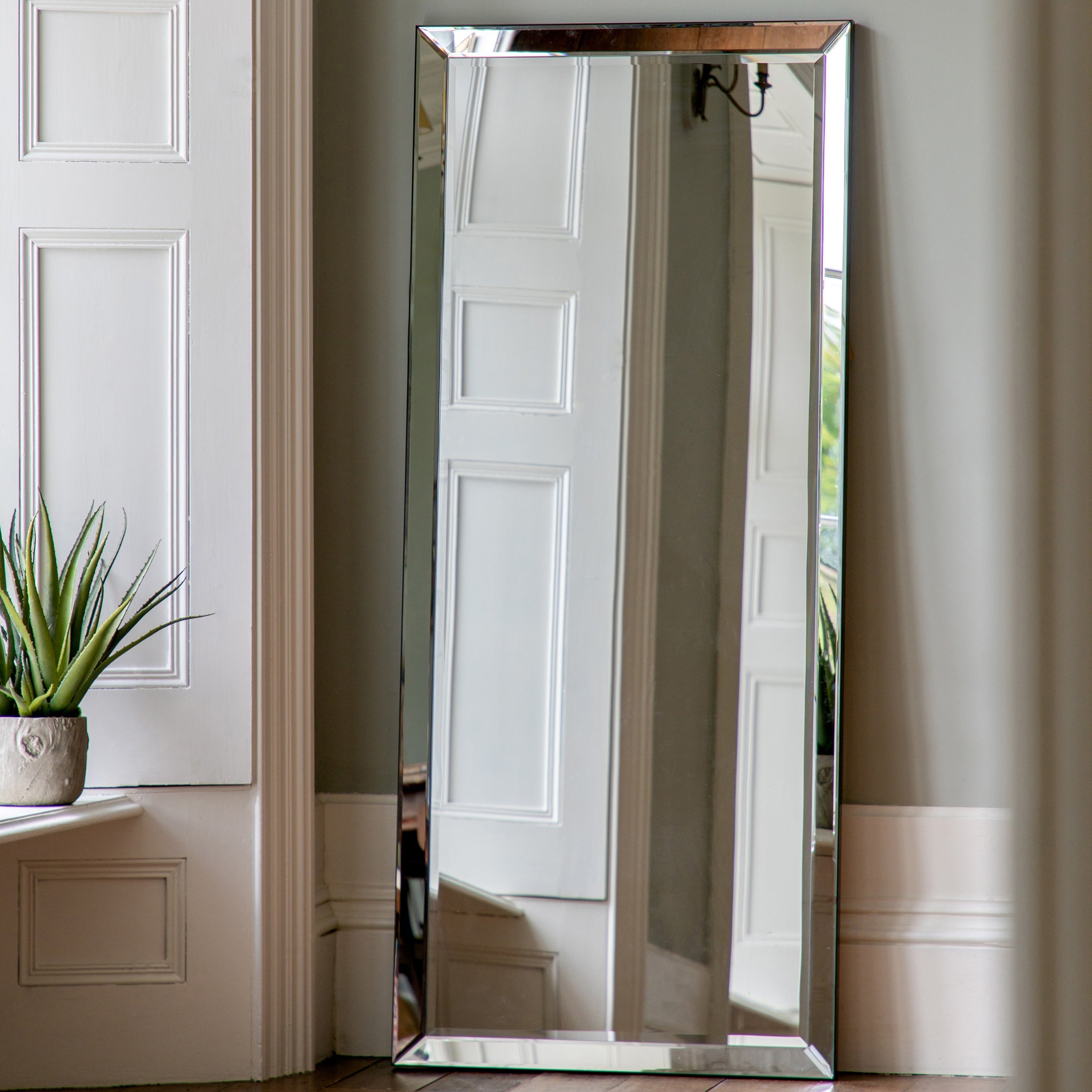 Amos Matt black edged full length mirror