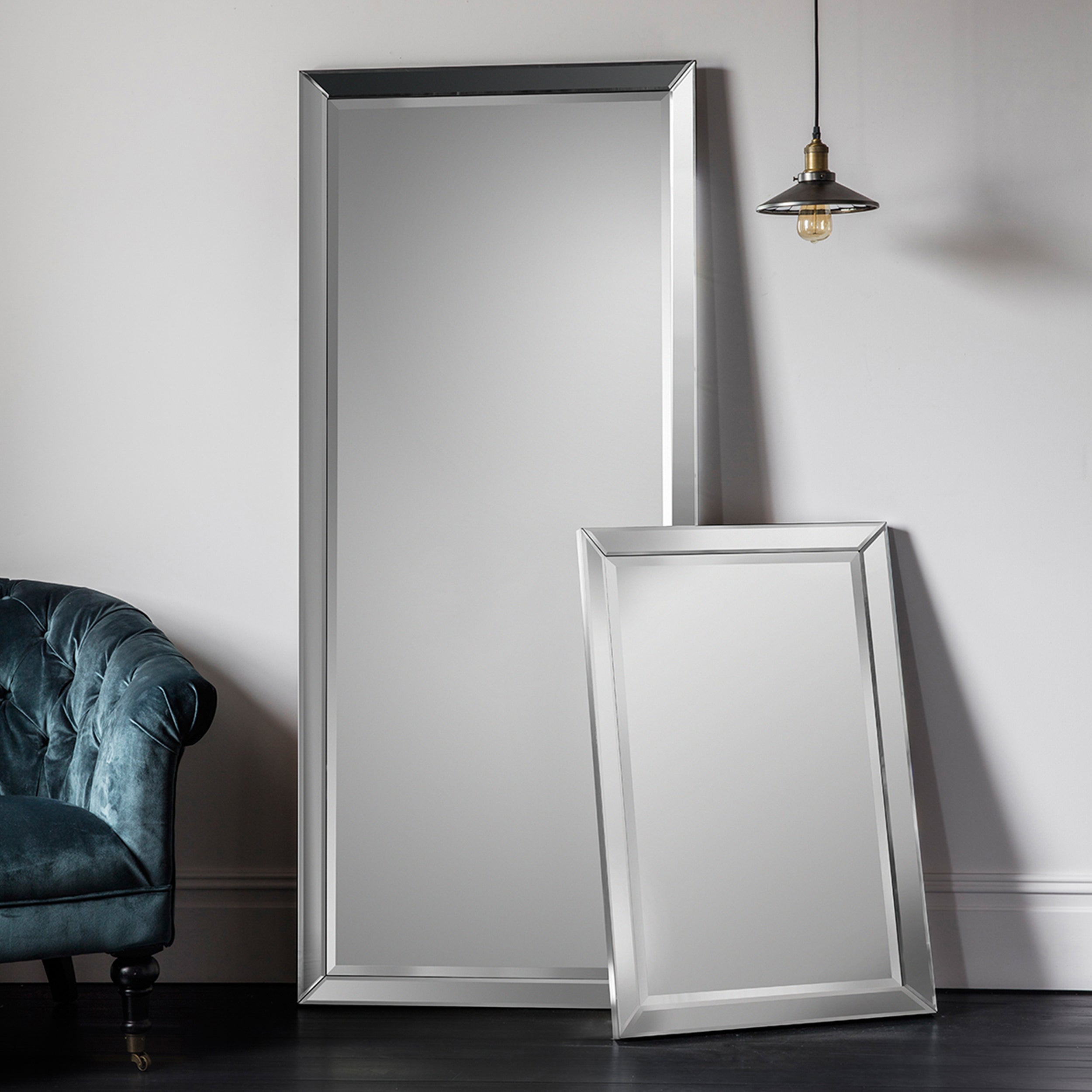 Amos Brushed silver medium rectangle mirror
