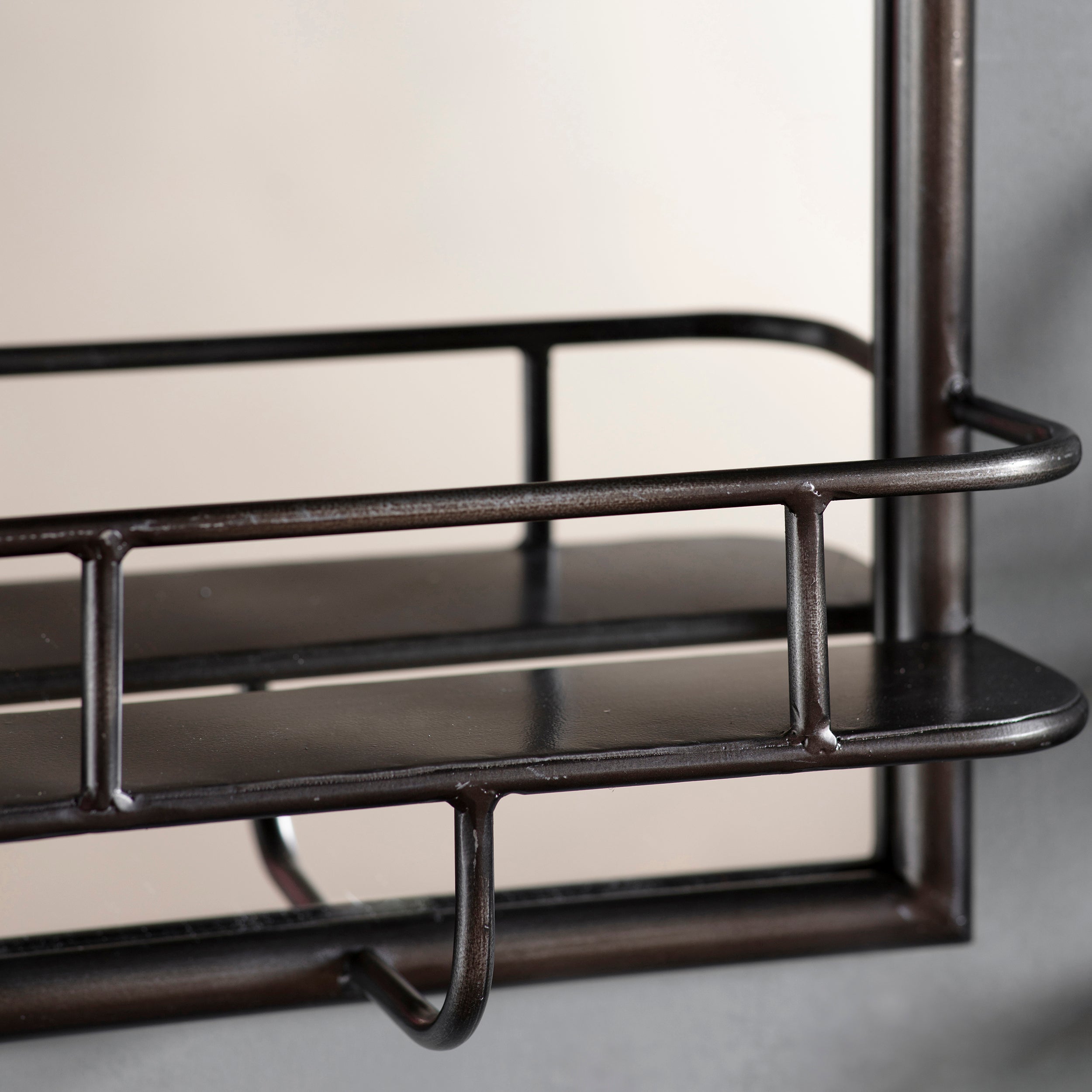 Amos Rustic bronze rectangle mirror with shelf