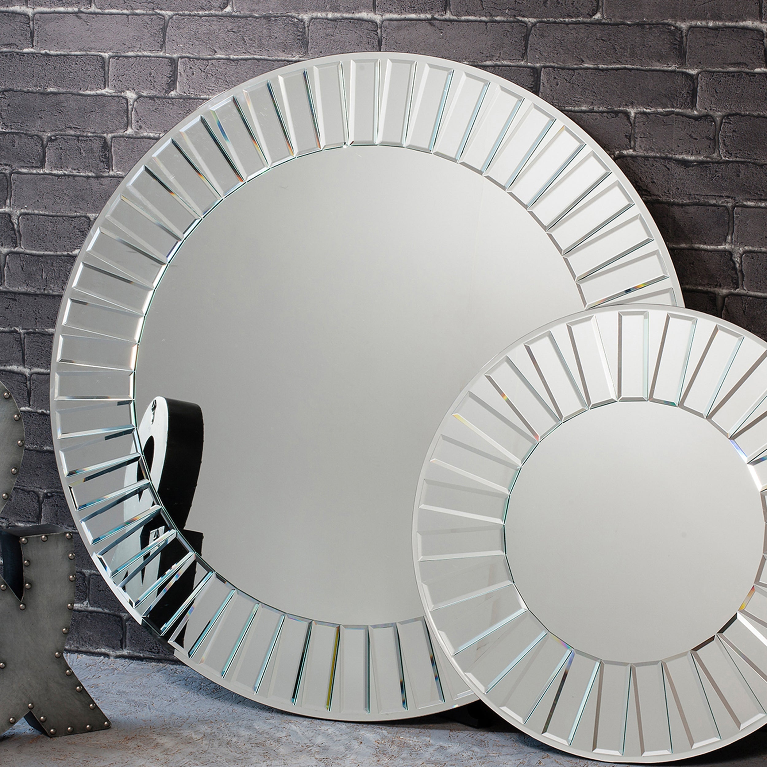 Amos Overlaid mosaic frame round mirror
