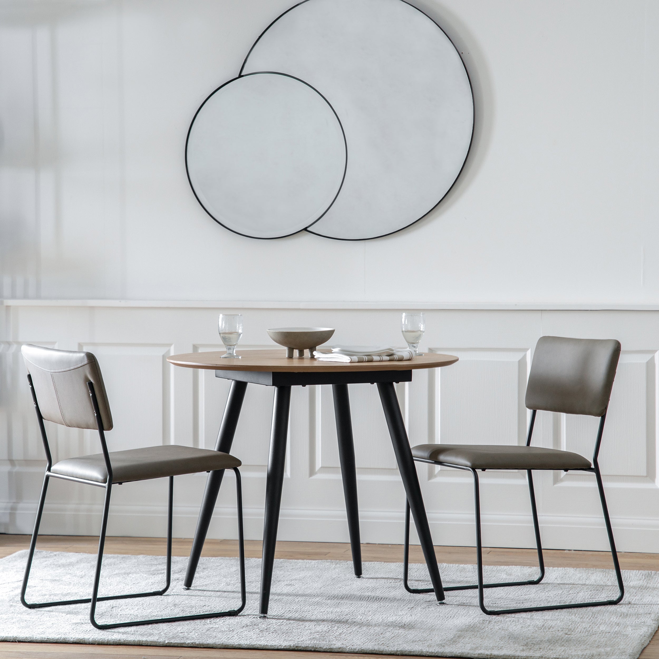 Amos Matt black interlocking round mirrors