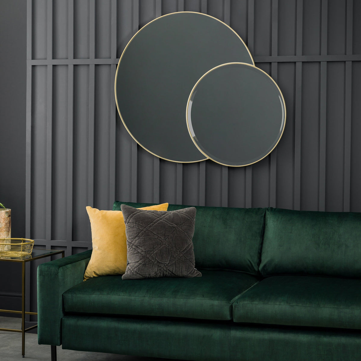 Amos Champagne gold interlocking round mirrors