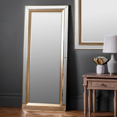 Amos Brushed gold bevelled edge leaner mirror