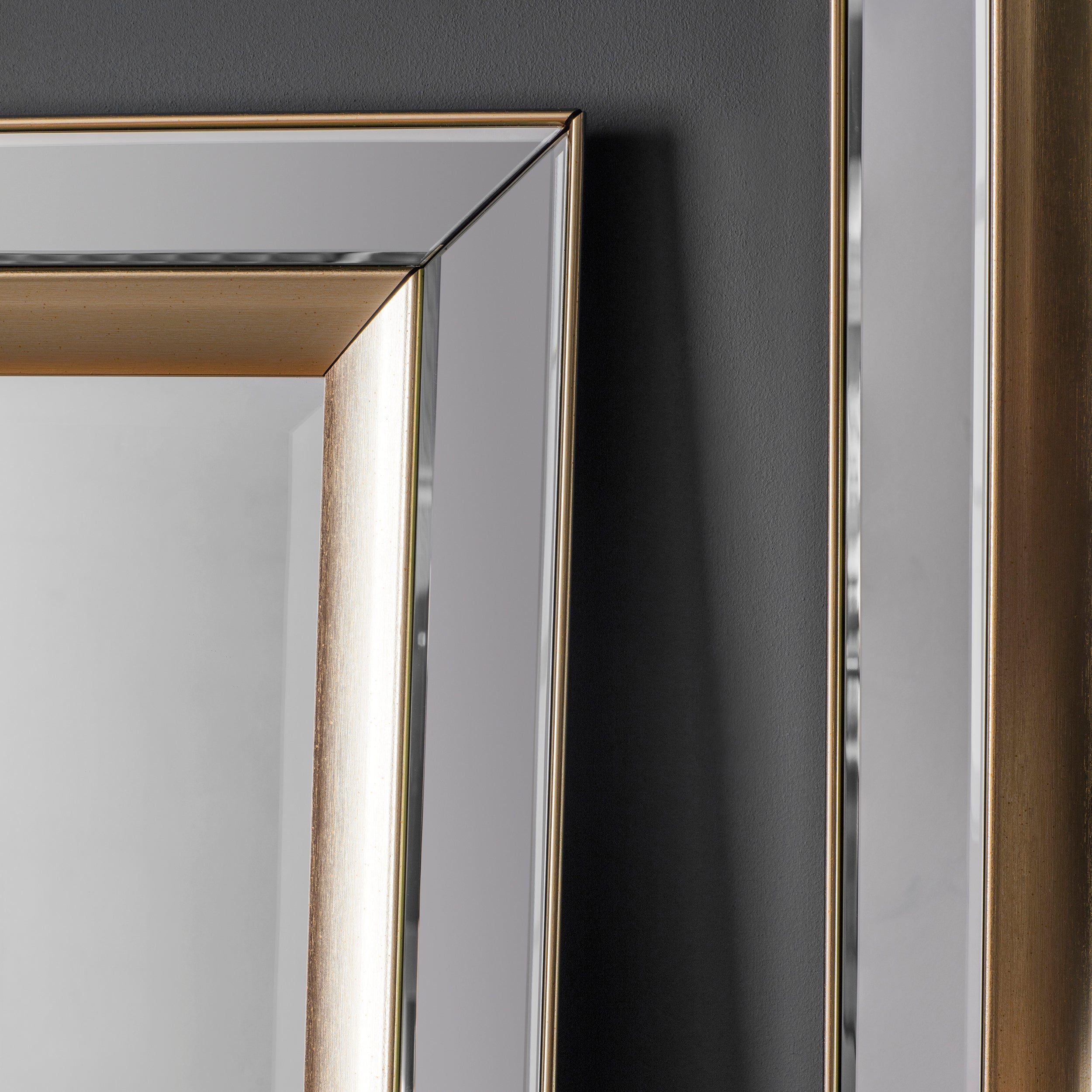 Amos Brushed gold bevelled edge leaner mirror