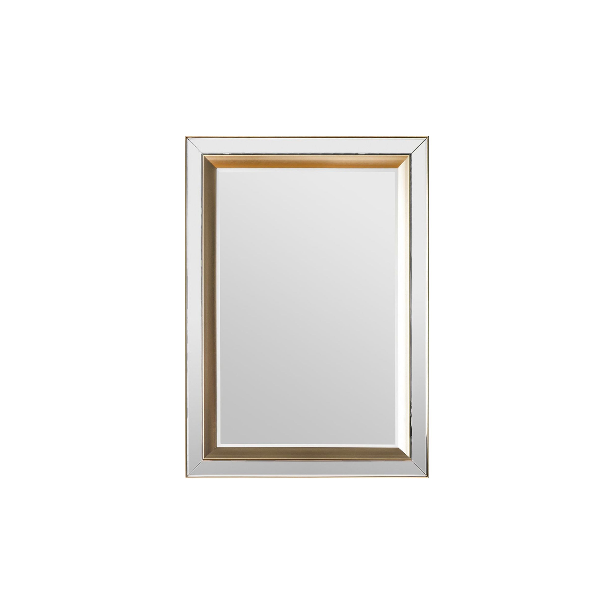 Amos Brushed gold bevelled medium rectangle mirror