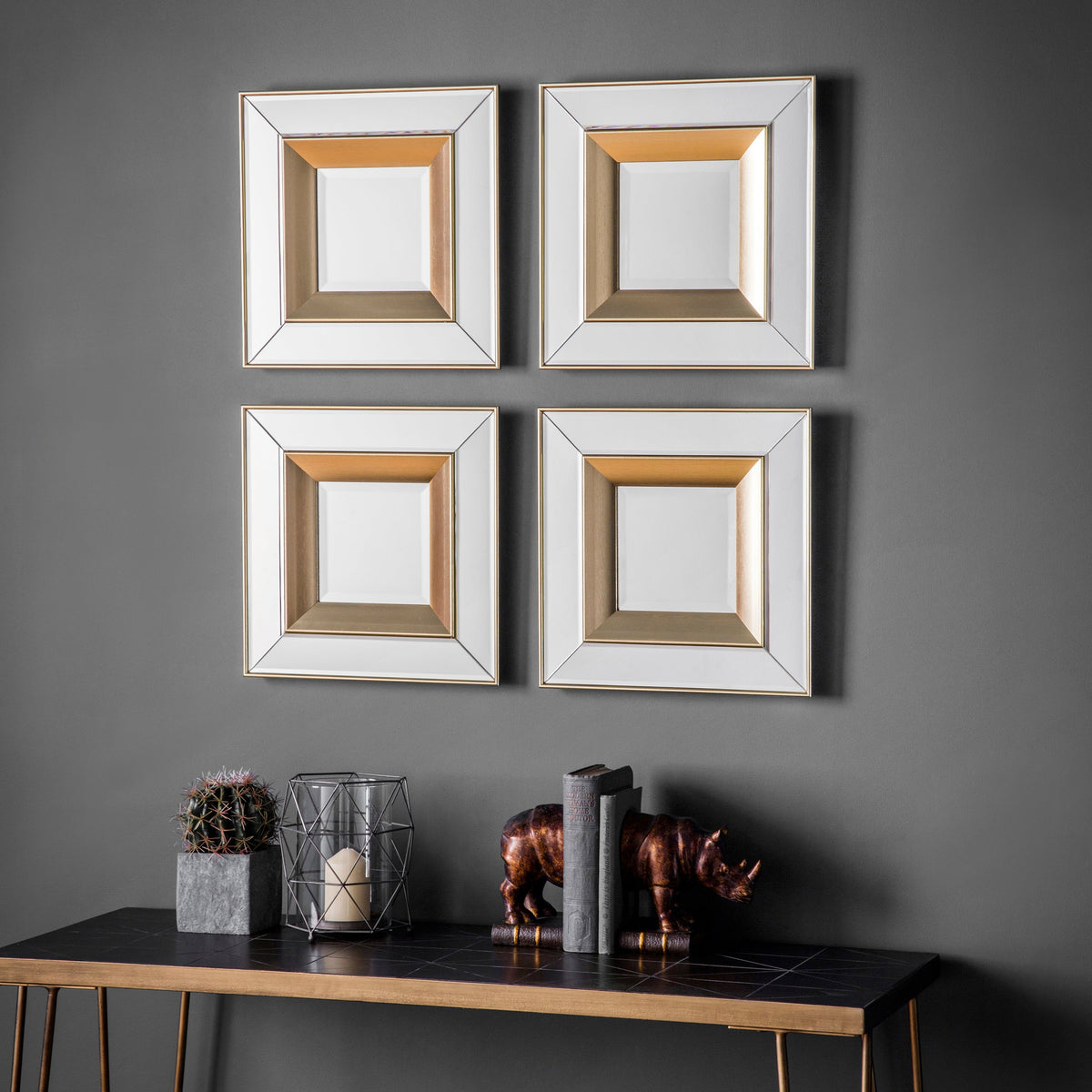 Amos Brushed gold square mirror set of 4