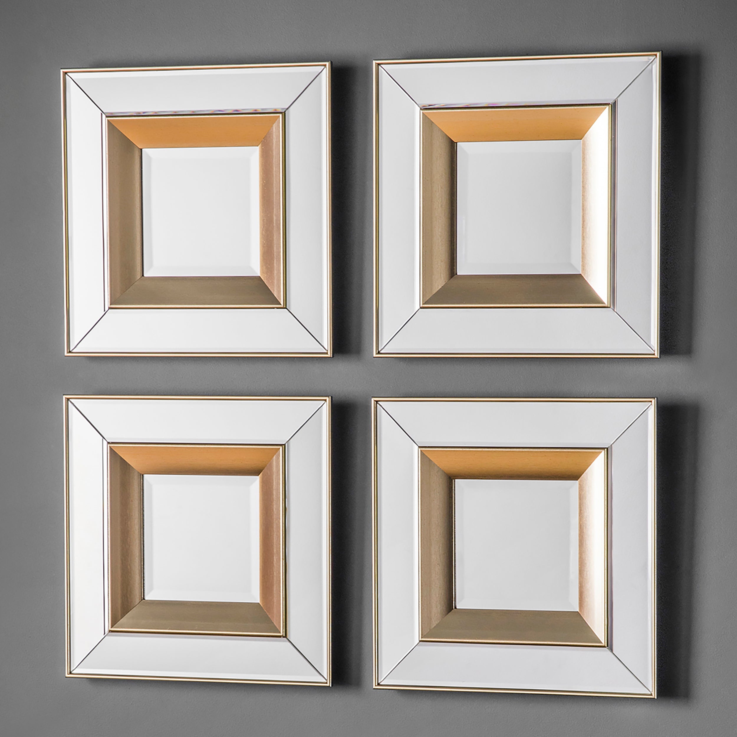 Amos Brushed gold square mirror set of 4