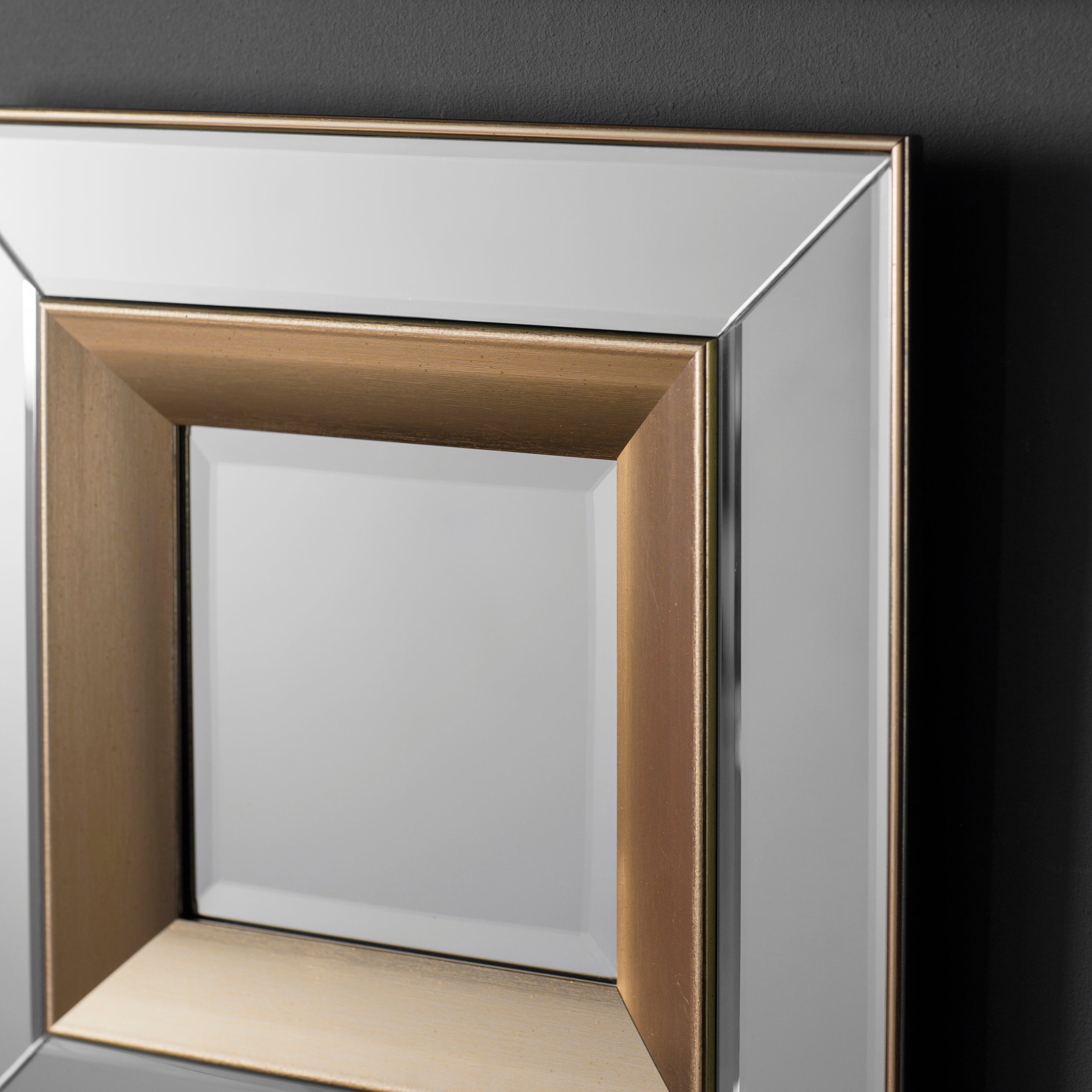 Amos Brushed gold square mirror set of 4