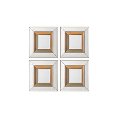 Amos Brushed gold square mirror set of 4