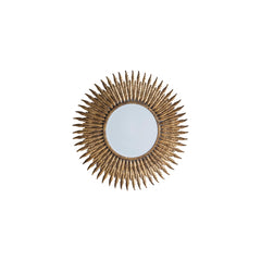 Amos Aged gold feathered frame round mirror