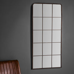 Amos Black rustic arch window mirror