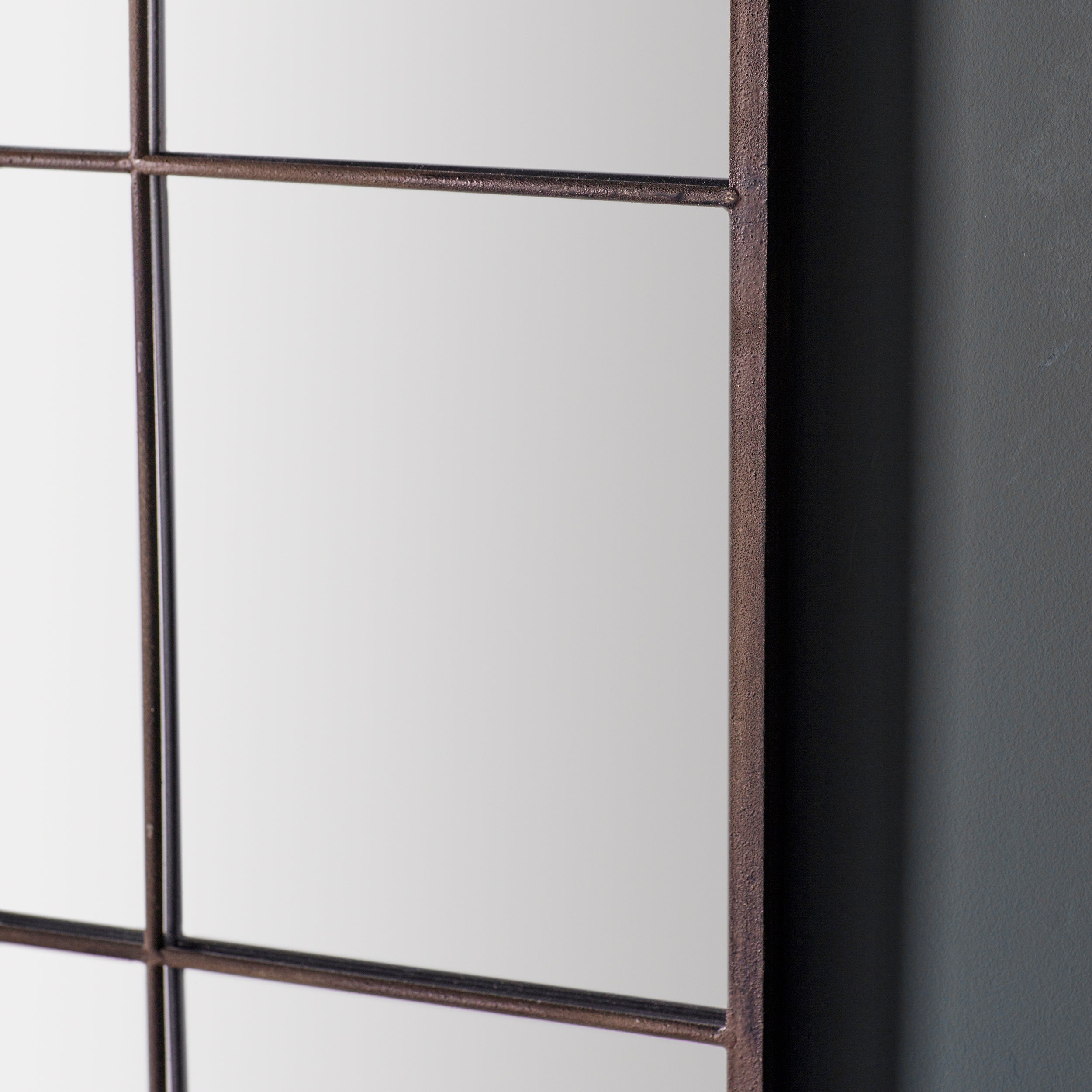Amos Black rustic arch window mirror