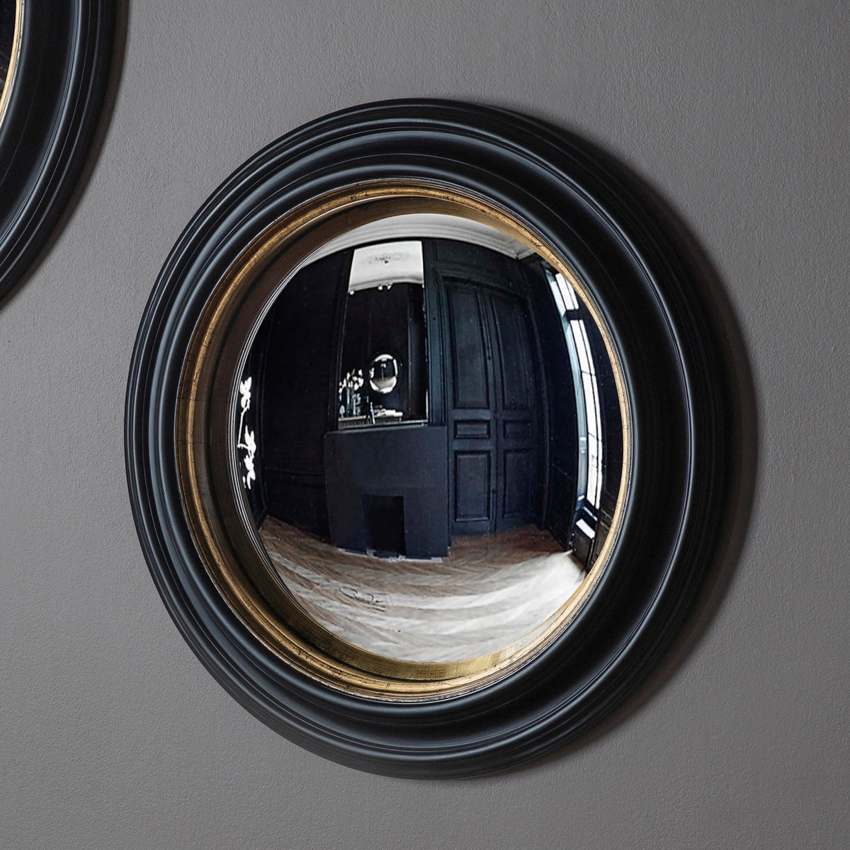 Amos Matt black medium round convex mirror