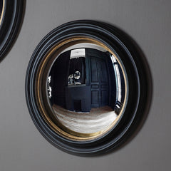 Amos Matt black medium round convex mirror