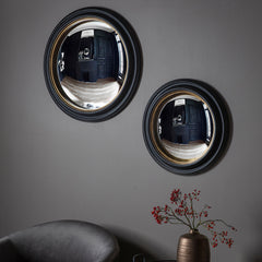 Amos Matt black medium round convex mirror