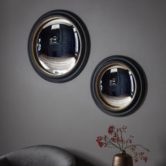 Amos Matt black large round convex mirror