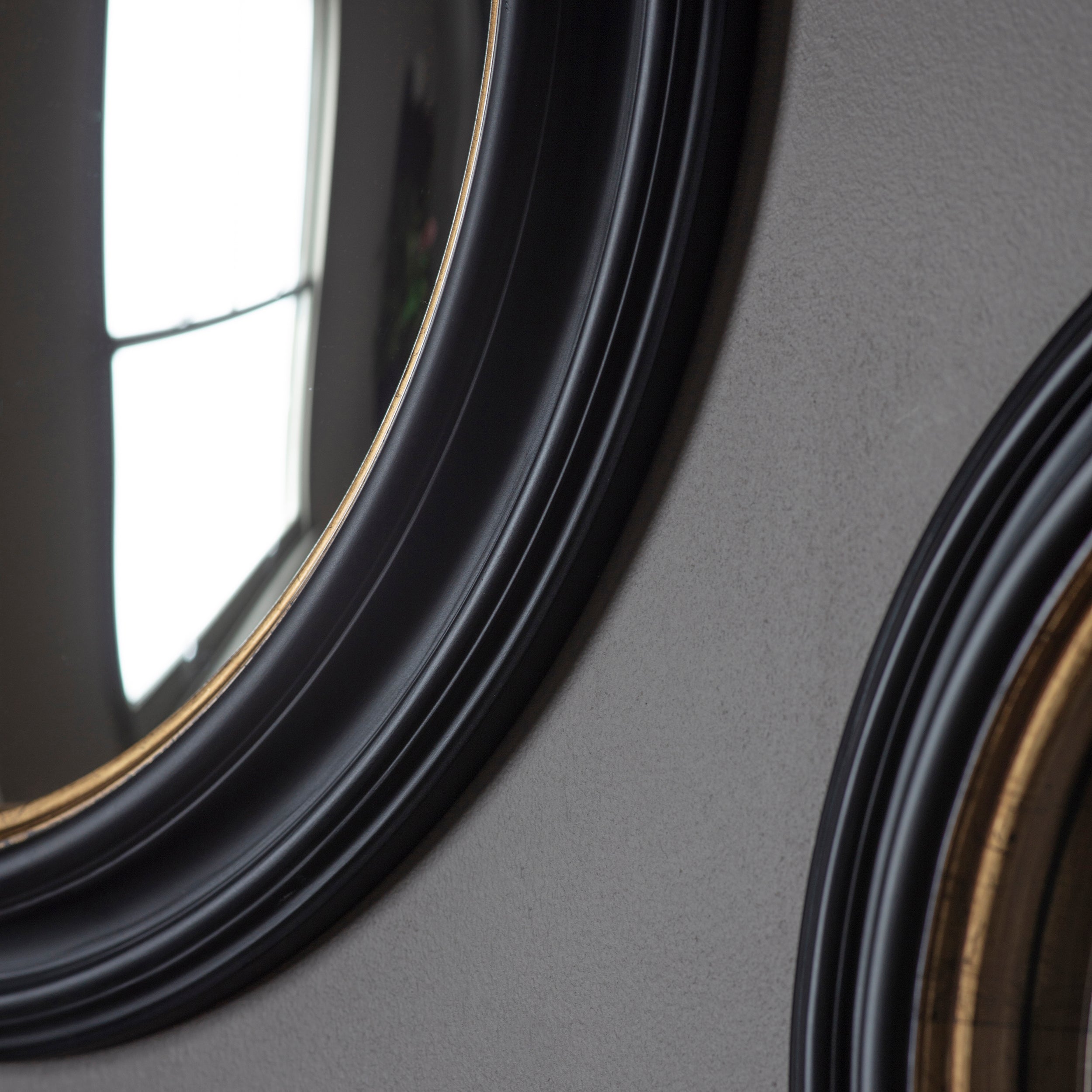 Amos Matt black large round convex mirror