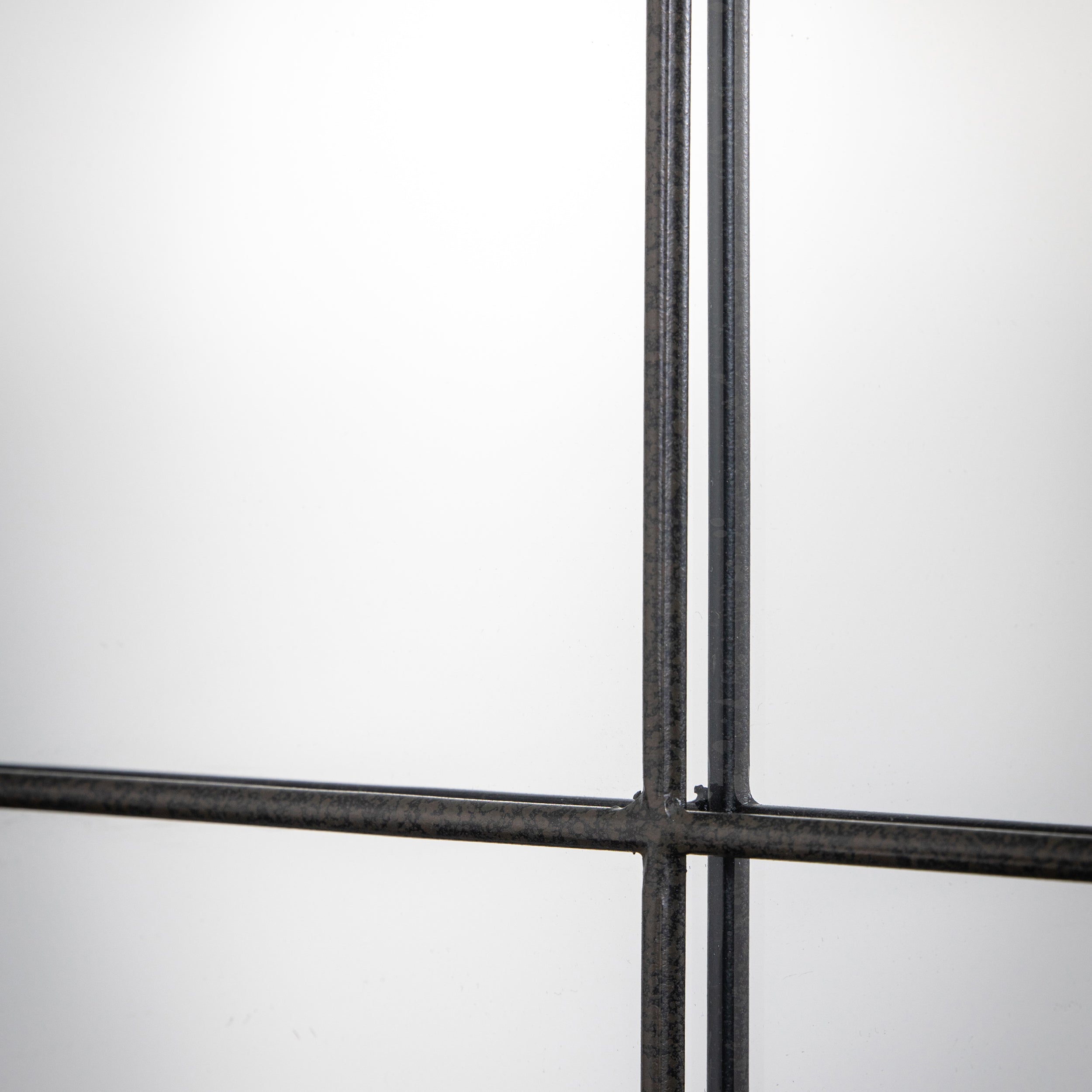 Amos Black rustic arched window mirror