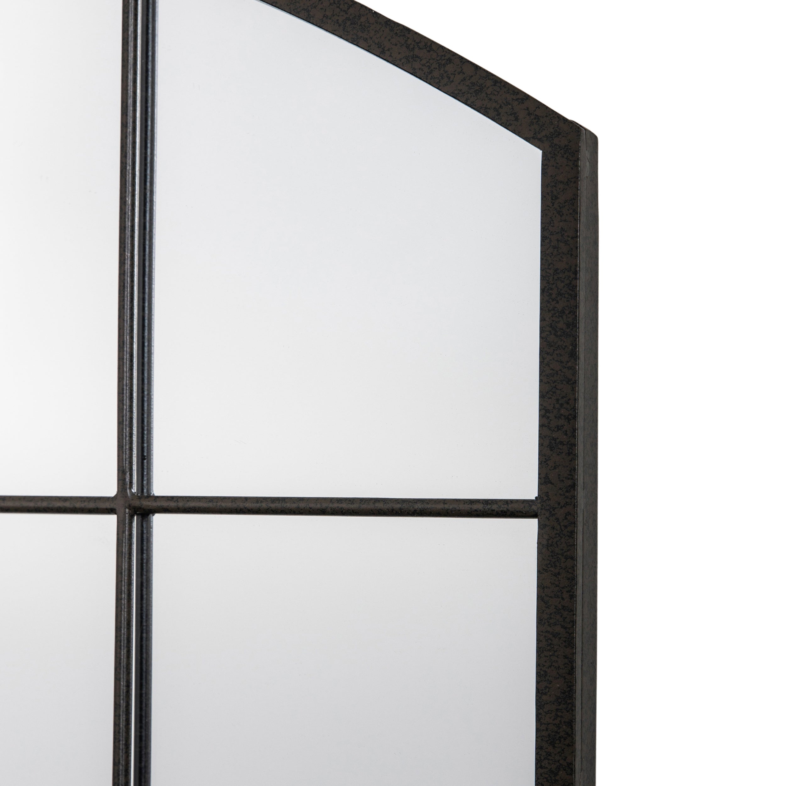 Amos Black rustic arched window mirror
