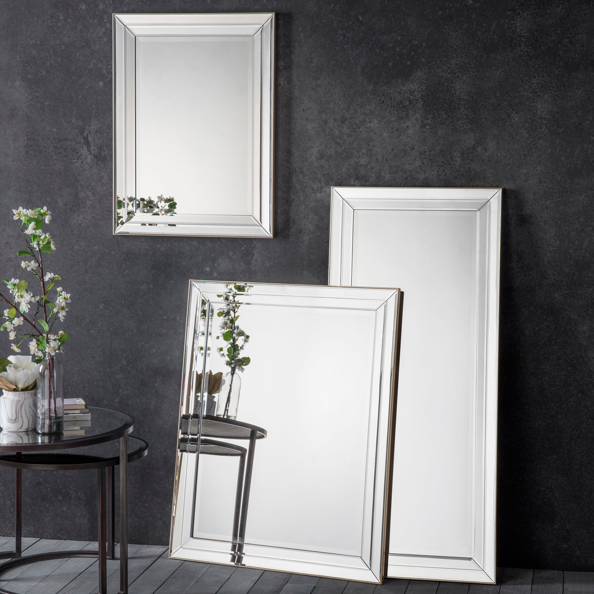 Amos Double bevelled strip large rectangular mirror