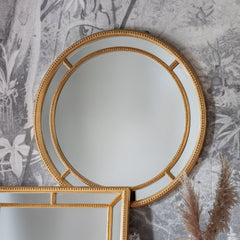 Amos Antique gold round mirror