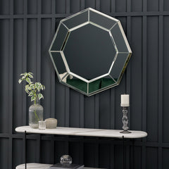 Amos Black glass edged octagon mirror