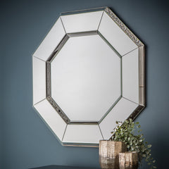 Amos Black glass edged octagon mirror