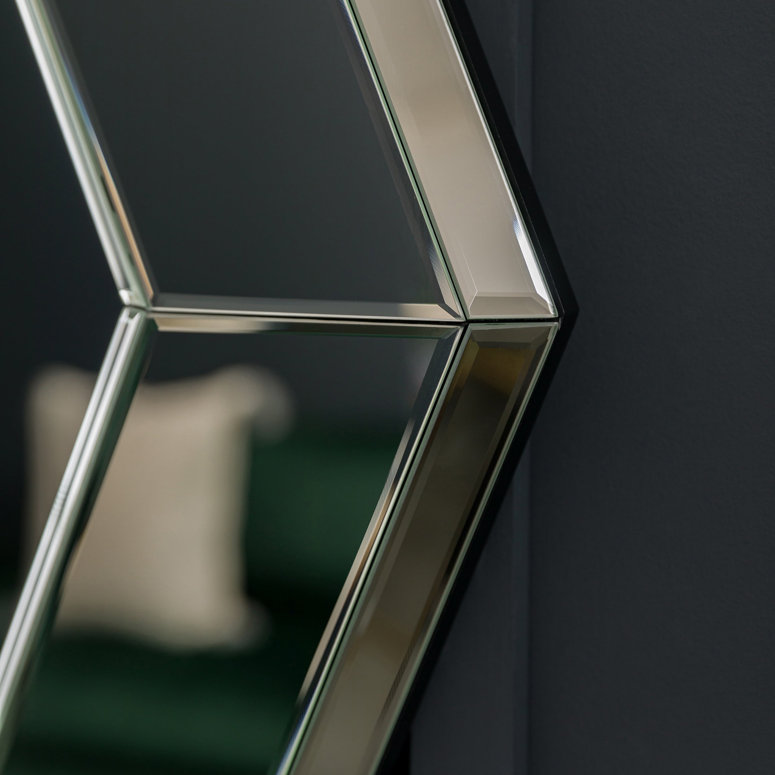 Amos Black glass edged octagon mirror