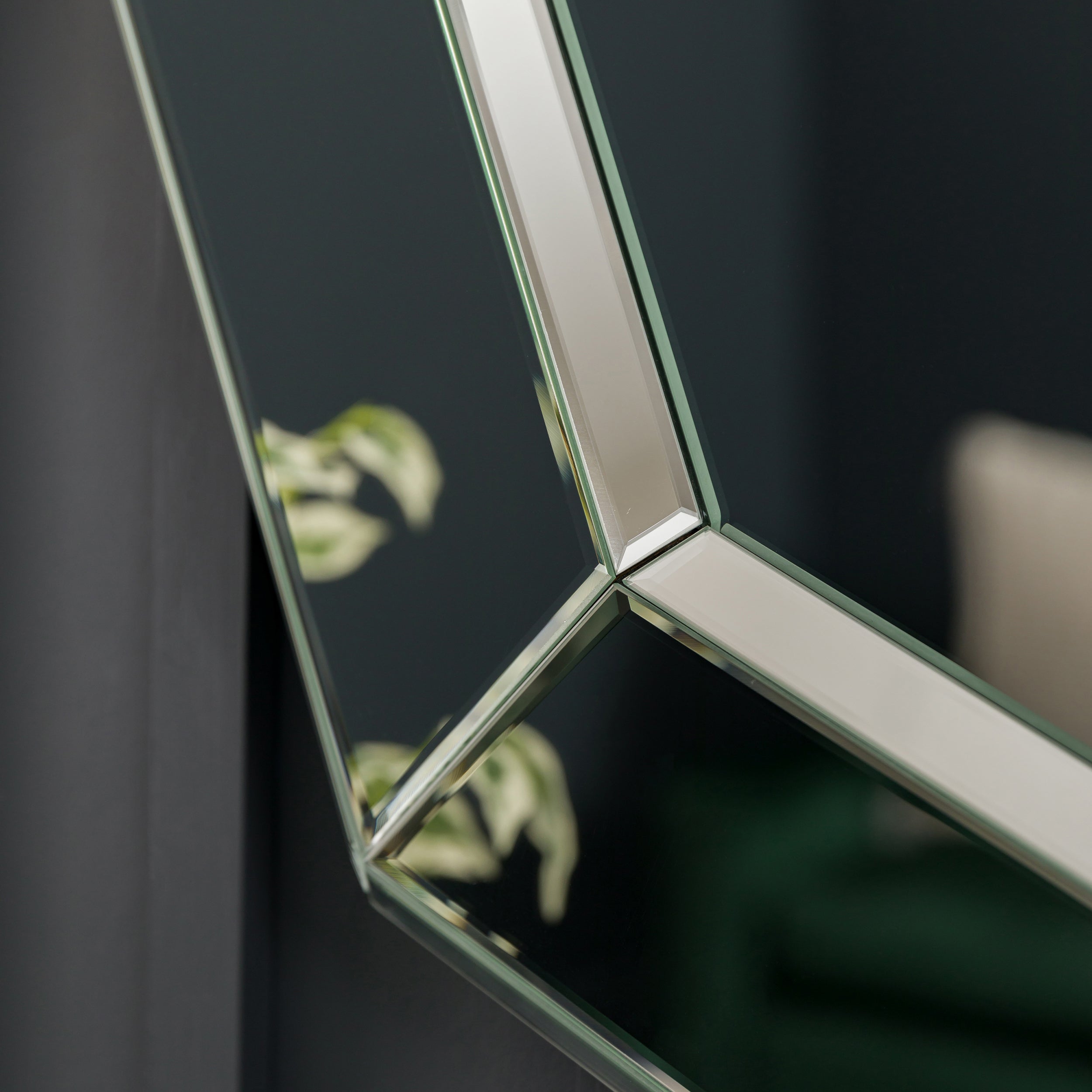 Amos Black glass edged octagon mirror