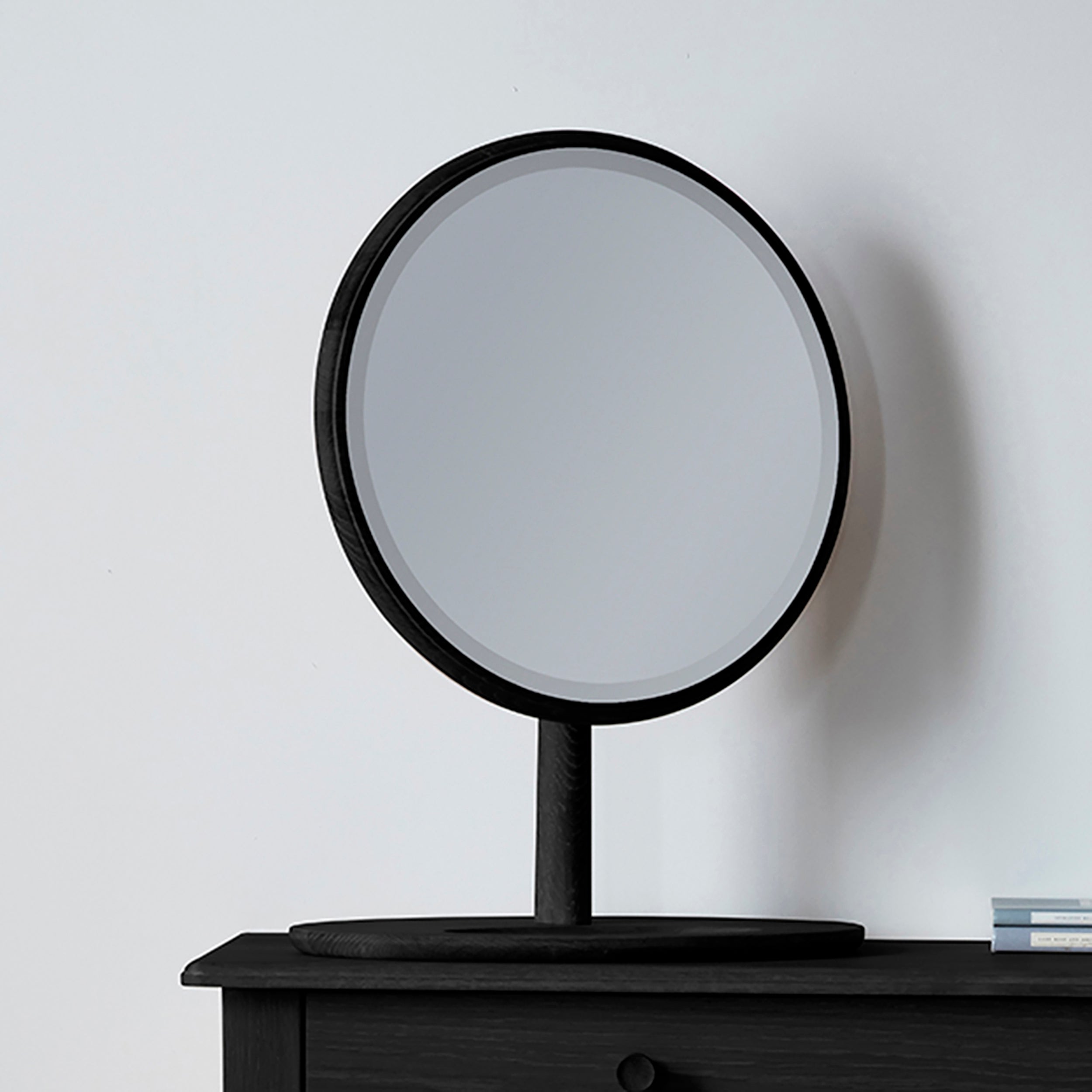 Amos Black stained oak table top mirror