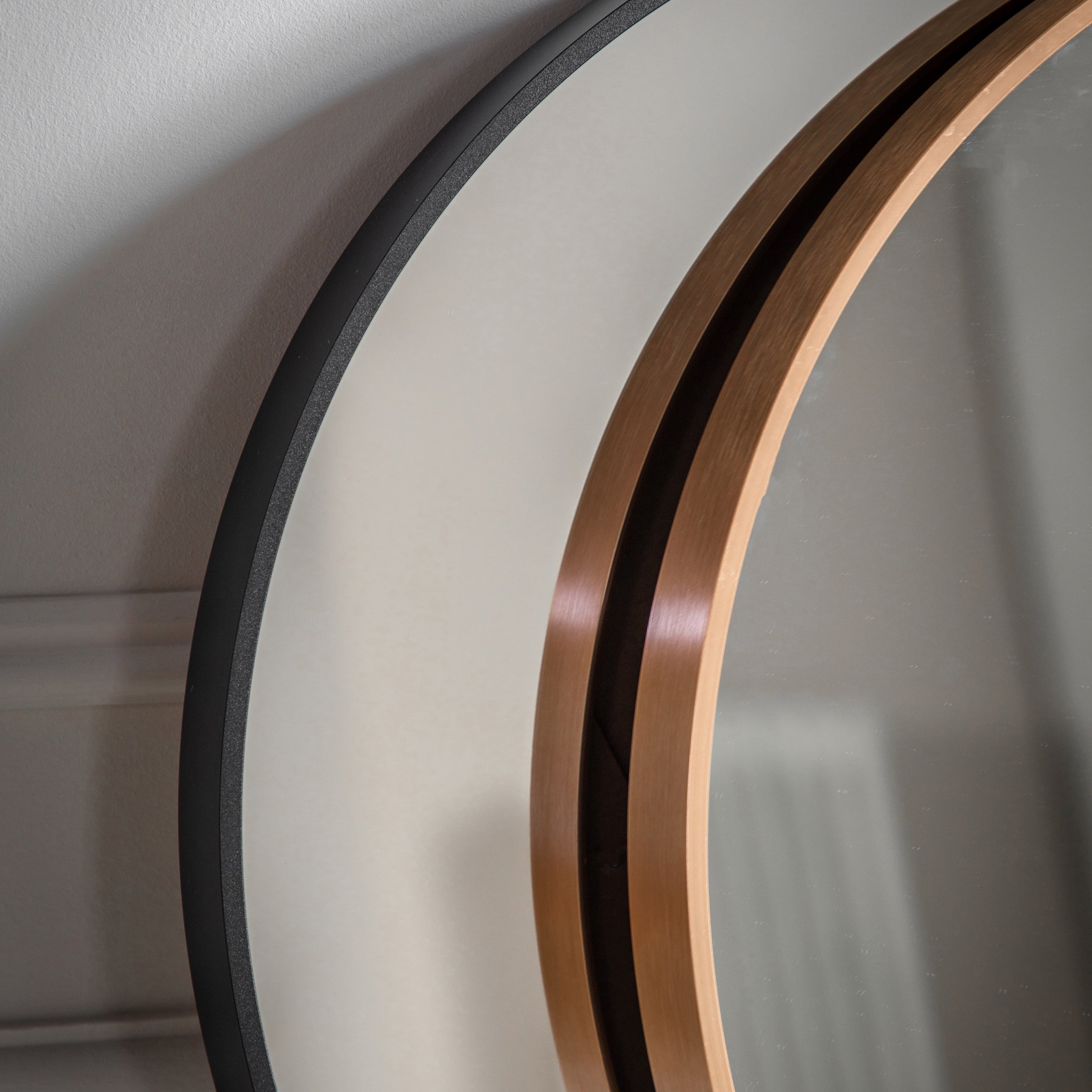 Amos Black medium delicate frame ellipse mirror
