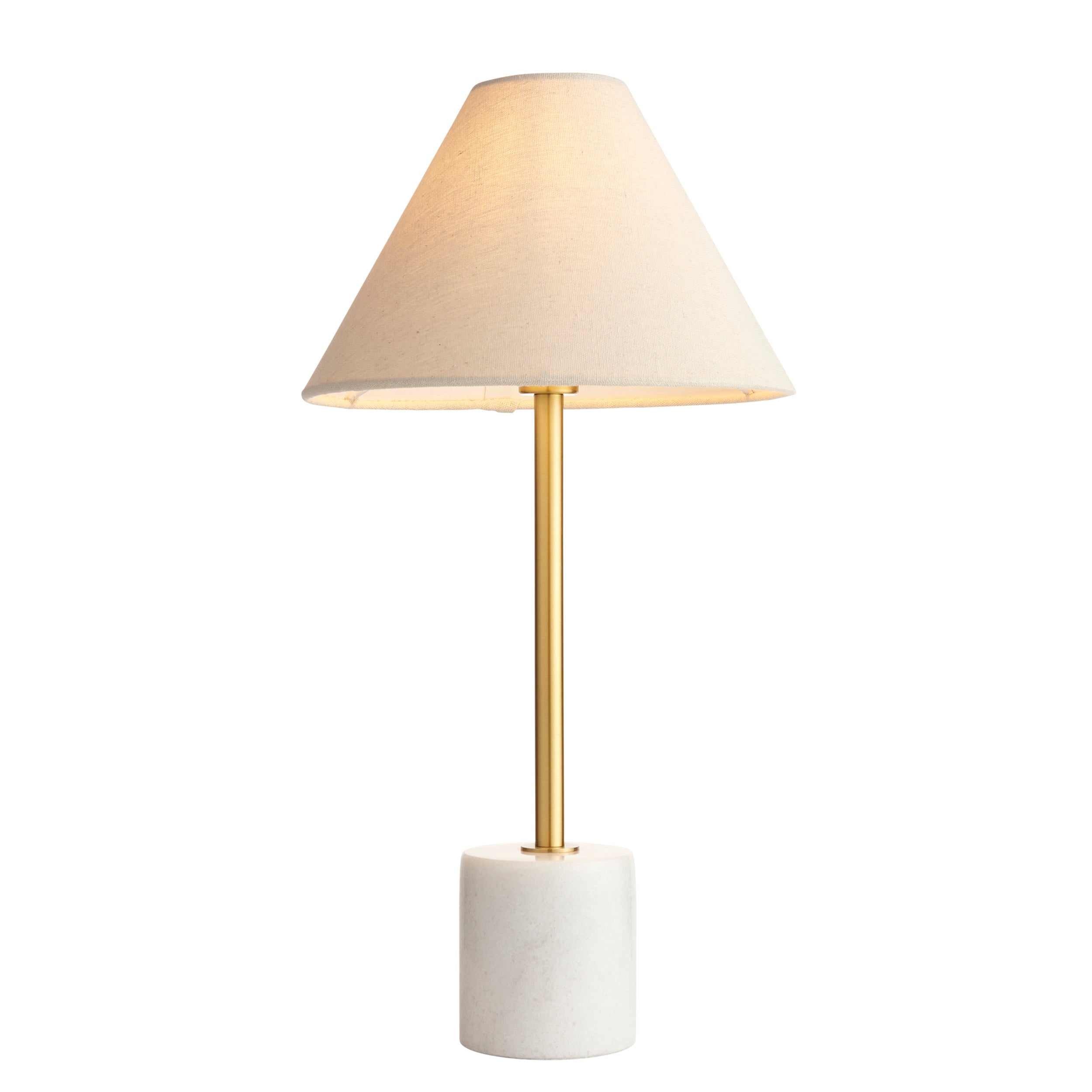 Amos Ronde Brushed Brass & Marble Table Lamp with Shade