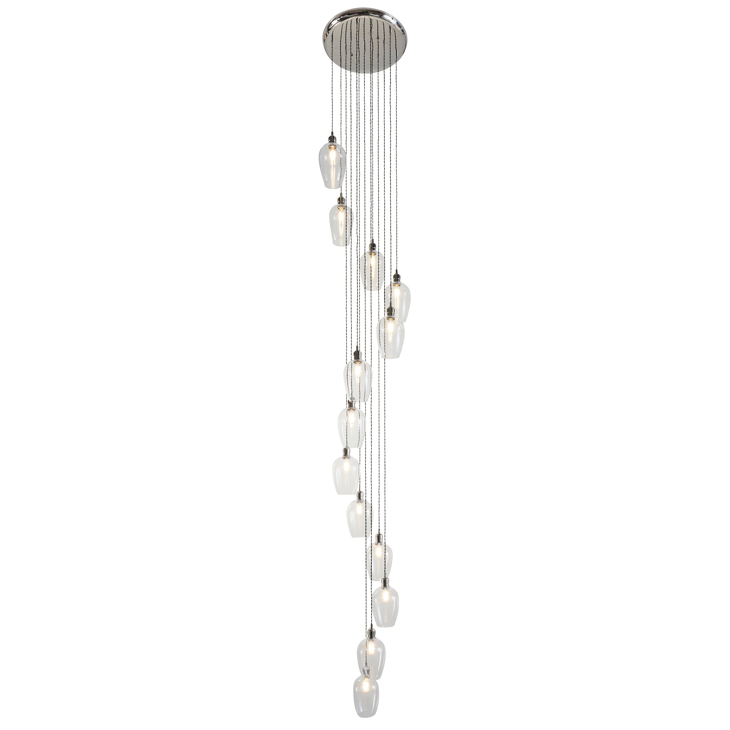 Amos Lucid Bright Nickel & Clear Glass 13 Light Cascade