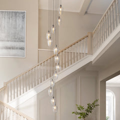 Amos Lucid Bright Nickel & Clear Glass 13 Light Cascade