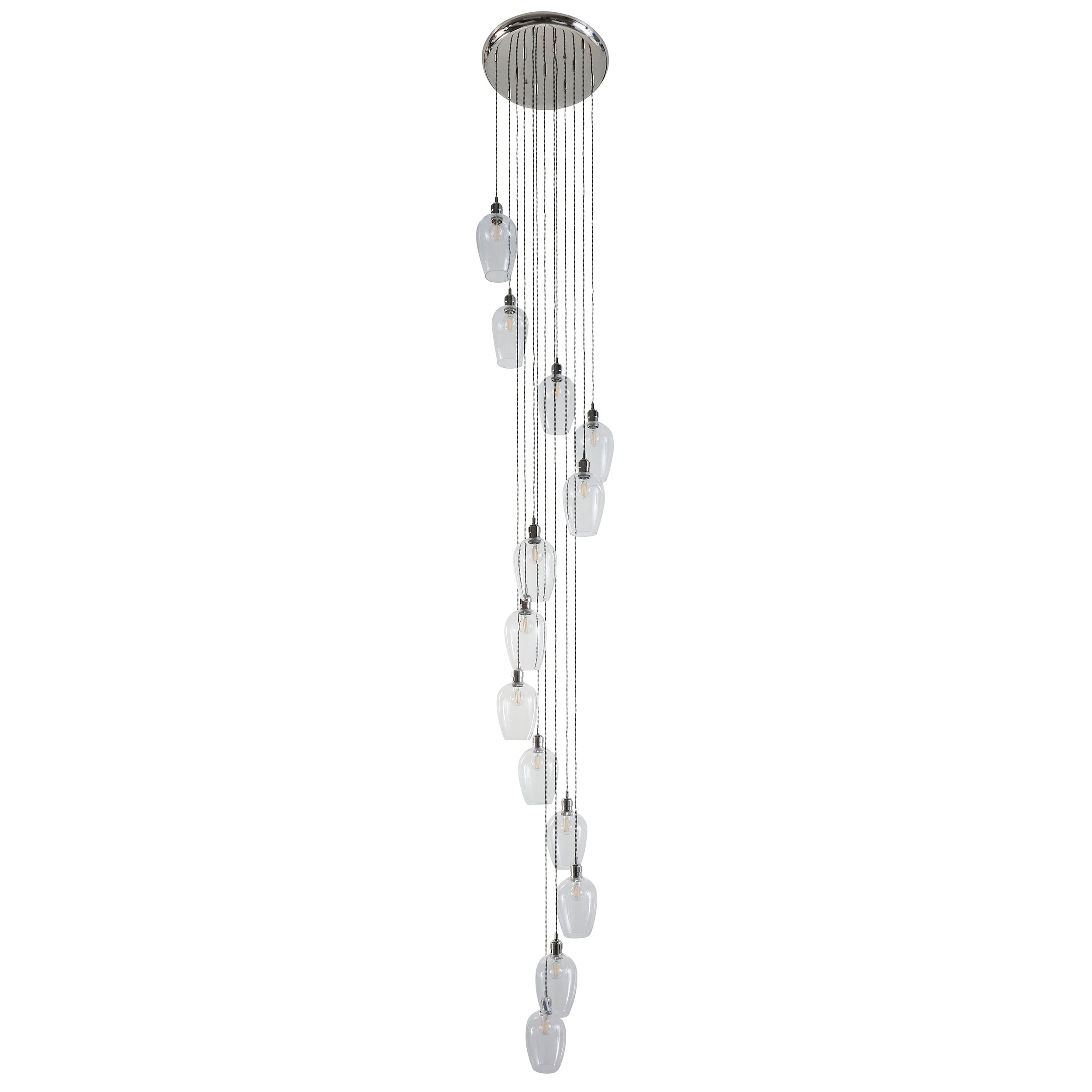 Amos Lucid Bright Nickel & Clear Glass 13 Light Cascade