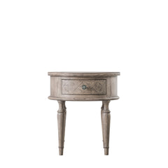Amos Rustique Round 1 Drawer Side Table